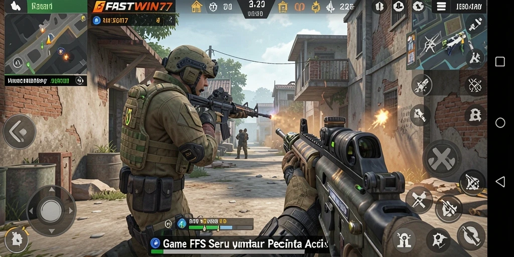 Screenshot gameplay FASTWIN77 menunjukkan aksi tembak-menembak yang mendebarkan.
