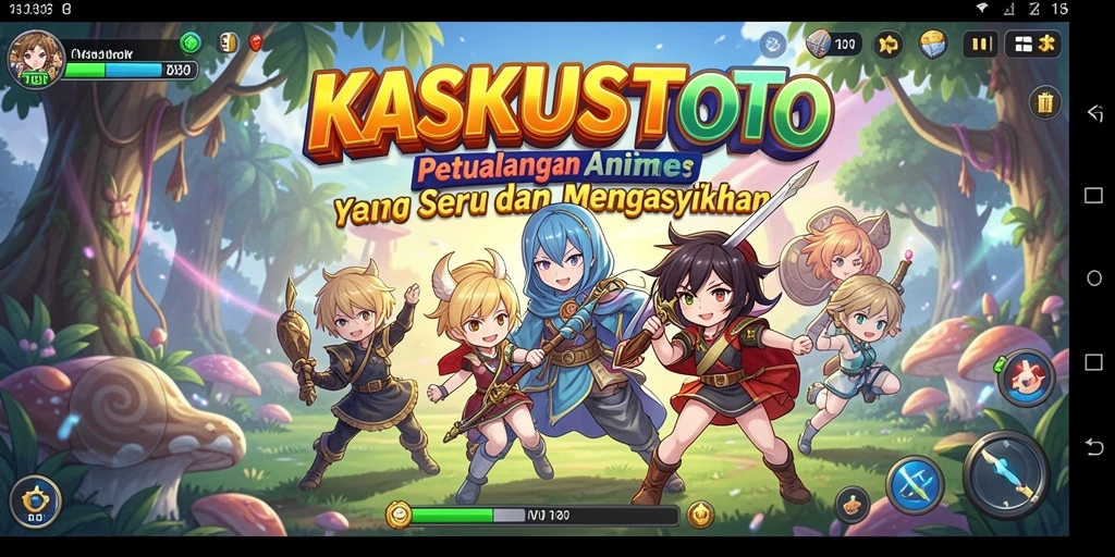 Gameplay KASKUSTOTO menampilkan pertarungan karakter anime yang seru.