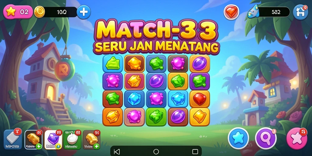 Tampilan menarik dari permainan Match-3 MPOID dengan berbagai level menantang.