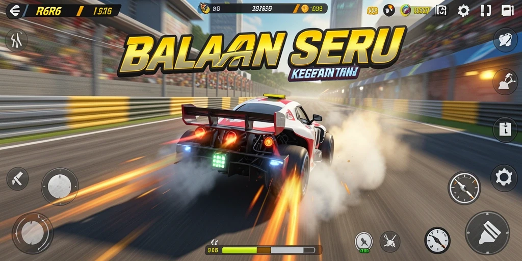 Tampilan gameplay R6R6 dengan aksi balap yang mendebarkan.