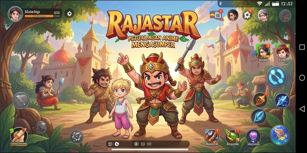 Tampilan gameplay RAJASTAR menampilkan pertarungan karakter Anime yang dinamis.