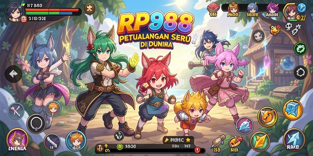 Screenshot gameplay RP888 yang menampilkan karakter Anime yang ikonik.