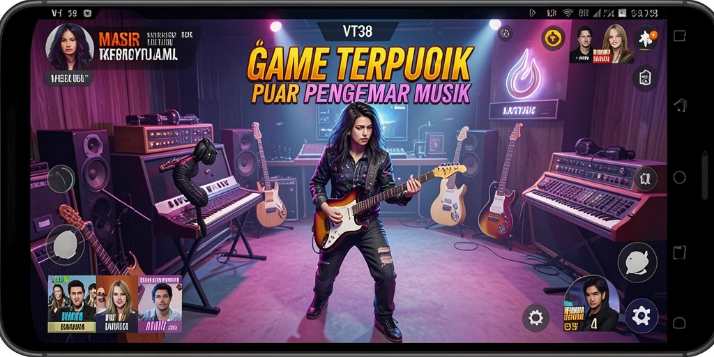 Tampilan gameplay VT38 yang mengasyikkan dan penuh gerakan musik.